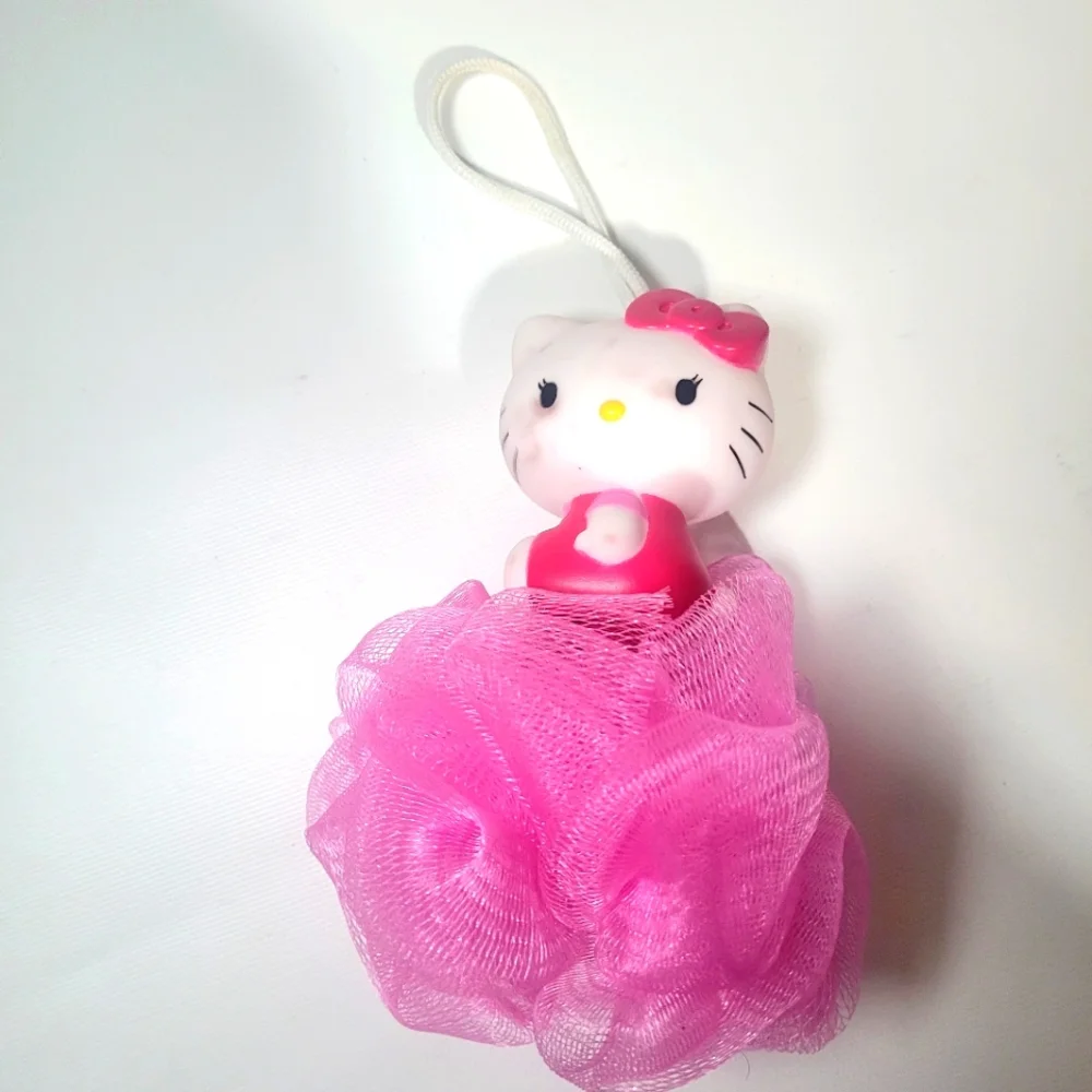 HELLO KITTY Bath Scrubby. Pink/White 5